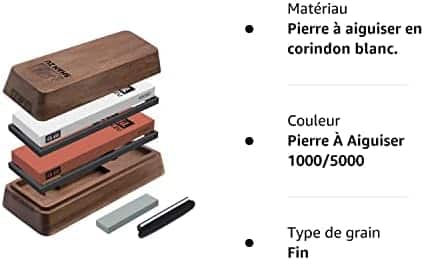 pierre à feu "shan zu pierre à aiguiser japonaise 1000/5000 2pcs: affûteur de couteau premium avec guide et boîte antidérapante en bois d'acacia"
