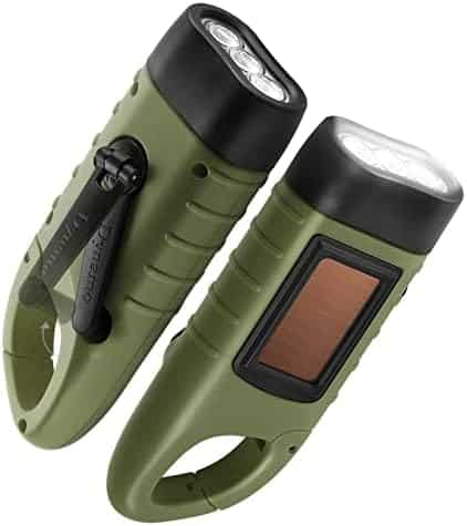 lampe de poche solaire "lampe de poche solaire geeric 2pcs, led rechargeable, lampe de survie à dégagement rapide dynamo mousqueton vert pour outdoor"