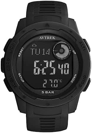 montre gps avec altimètre "avtrek montre sportive numérique ado, altimètre, baromètre, Étanche & militaire noir"