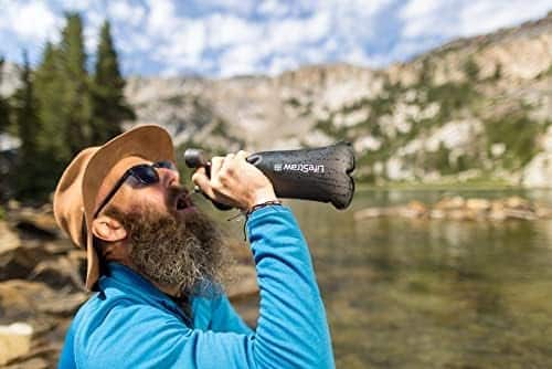 gourde avec filtre à eau "gourde filtrante 1l lifestraw peak idéale pour trail, randonnée, voyage, vélo, pêche sans bpa bleu montagne"