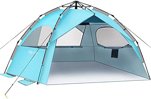 abri solaire portable "tente de plage pop up 4 6 personnes glymnis, hydraulique automatique, portable avec abri solaire upf 50+ protection uv"