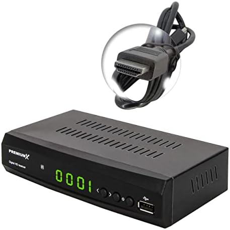 Émetteur récepteur satellite "récepteur satellite hd premiumx 521 avec hdmi, 2x usb, multimédia & bloc d'alimentation externe fullhd & dvb s2"