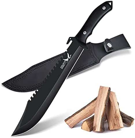 machette de survie "couteau outdoor golden bird d2, idéal chasse/camping lame fixe 26.5cm pour survie et coupe brousse"