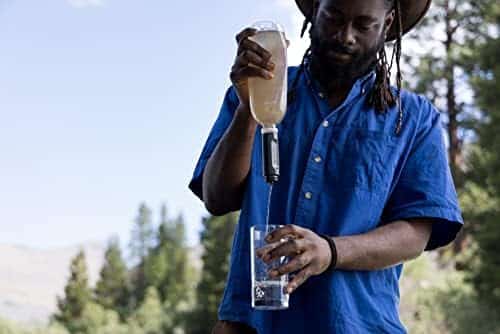 gourde avec filtre à eau "gourde filtrante 1l lifestraw peak idéale pour trail, randonnée, voyage, vélo, pêche sans bpa bleu montagne"