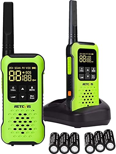 talkie walkie étanche "talkie walkie retevis rt649p Étanche ip67 pmr446, led & sos 16 chaînes pour extérieur (vert, 1 paire)"
