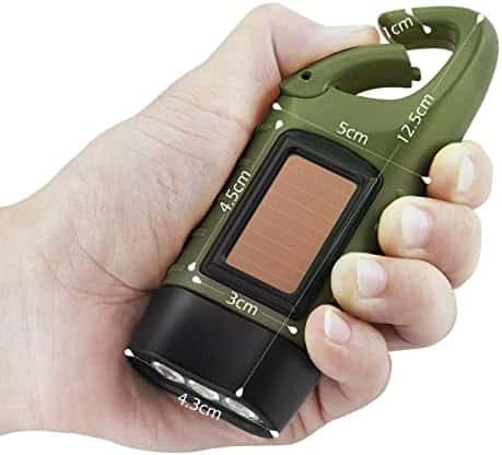 lampe de poche solaire "lampe de poche solaire geeric 2pcs, led rechargeable, lampe de survie à dégagement rapide dynamo mousqueton vert pour outdoor"