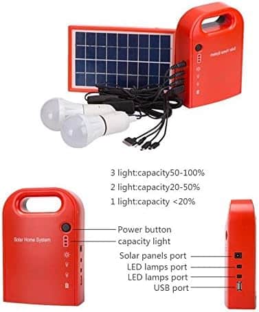 système dʼalimentation solaire portable "gutreise générateur solaire portable 4,5ah/6v avec ampoules led blanc 6000k 6500k et chargeur téléphone"