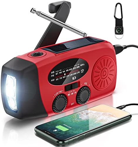 radio de survie "radio solaire portable aokbon 2000mah parfaite pour le camping et randonnée am/fm/noaa, ipx3, dynamo, lampe led, alarme sos"