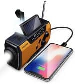 radio de survie "radio d'urgence fospower 2.000mah météo, lampe led, sos recharge solaire, usb ou manivelle powerbank pour téléphone"