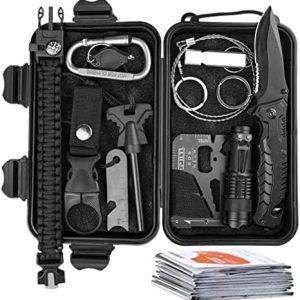 ration de survie militaire "kit survie 12 en 1 ultra complet : camping, randonnée boussole, lampe, bracelets et plus (b1)"