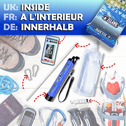 ration de survie "filtre eau de survie baytiz avec gourde souple kit voyage randonnée, camping & militaire"