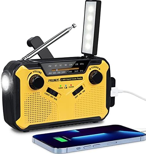 radio de survie "radio de survie solaire prunus j 369 dynamo portable avec power bank 3000mah, sos alarme, lampe & haut parleurs 3w idéal pour outdoor et urgences"
