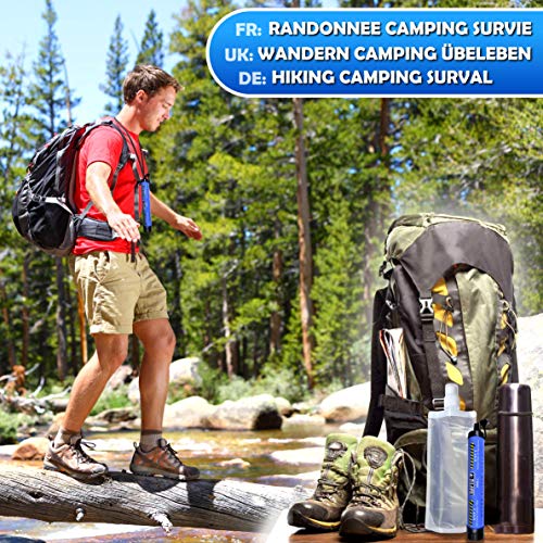 ration de survie "filtre eau de survie baytiz avec gourde souple kit voyage randonnée, camping & militaire"